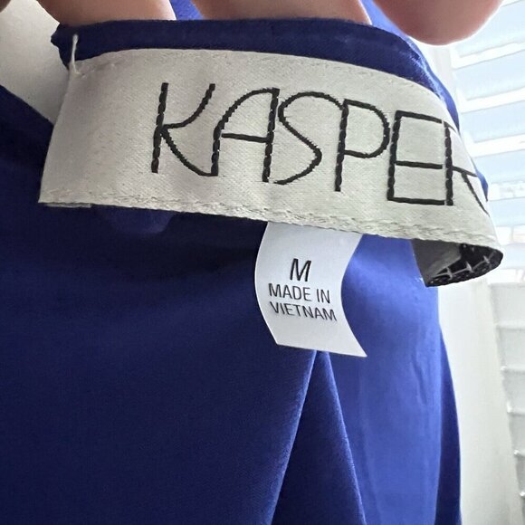 Kasper Cowl Neck Blouse Top Short Sleeve Royal Blue Stretch MEDIUM NEW - Picture 6 of 10